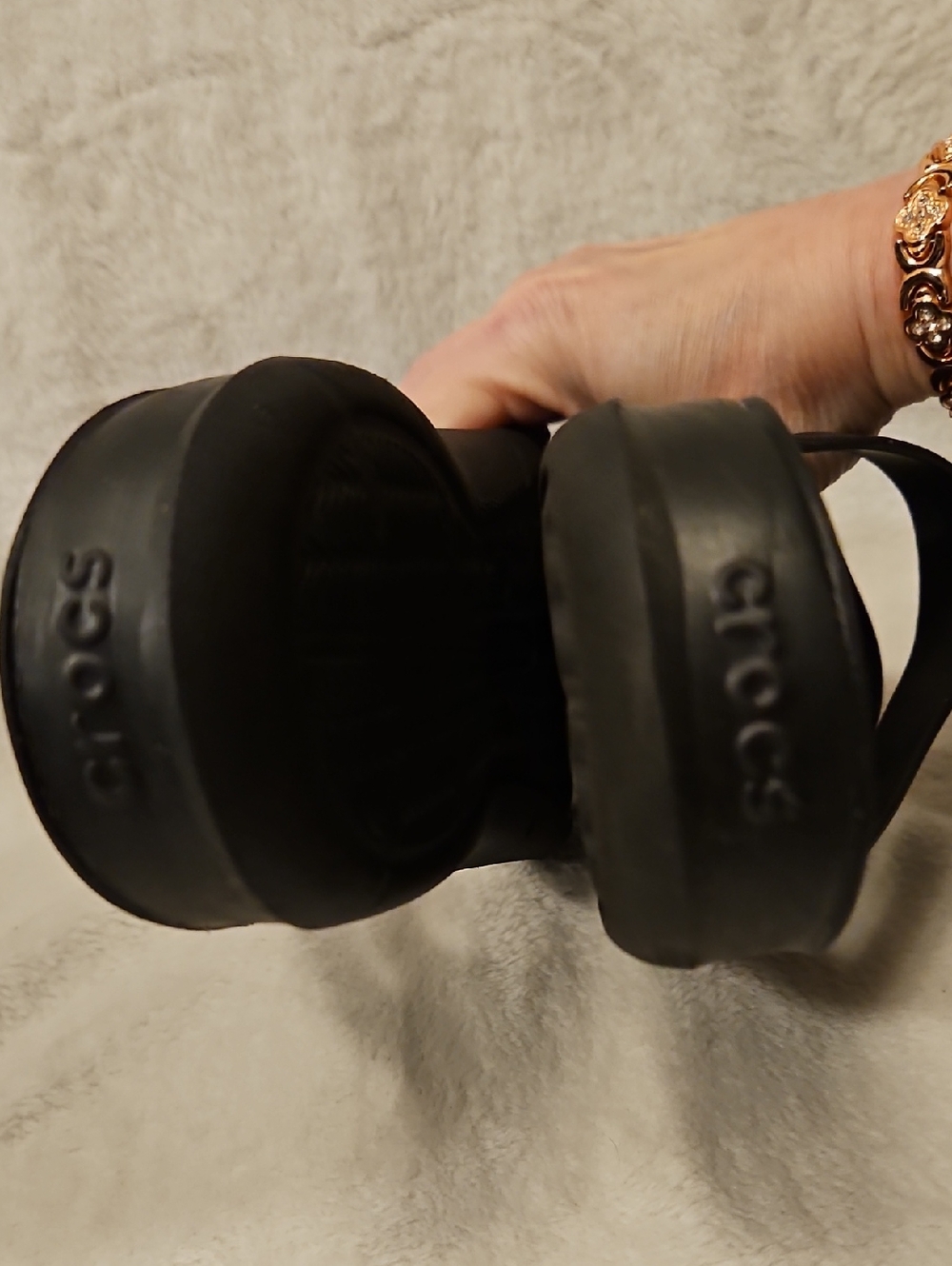 CROCS Black Dual-Strap Comfort Slides - Picture 5 of 5